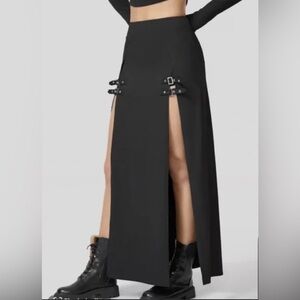 Halara Aline Black Buckle Detail Maxi Skirt